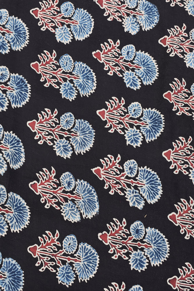 Beautiful Modal Silk Ajrakh Hand Block Print Fabric - 2.5 mtrs cut