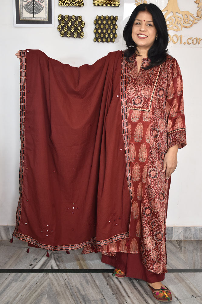 Beautiful Cotton Dupatta With Mirror Works