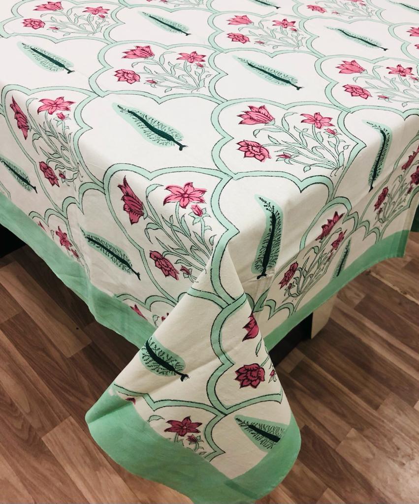 Hand Block Printed Cotton Table Cover ( Size 60 by 90 inches)