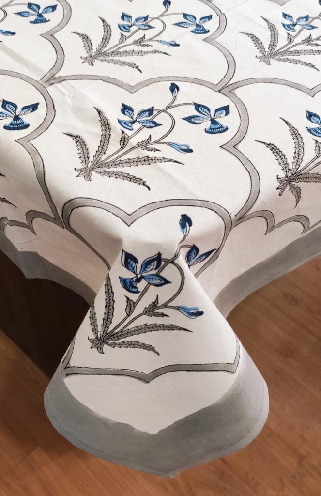 Hand Block Printed Cotton Table Cover ( Size 60 by 90 inches)