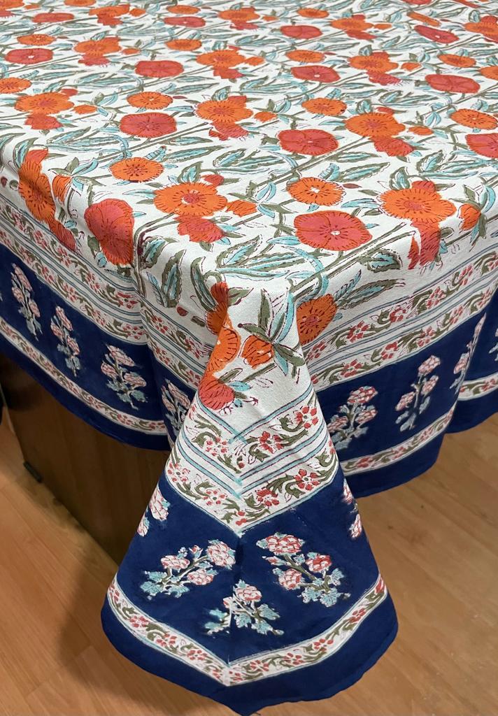 Hand Block Printed Cotton Table Cover ( Size 60 by 90 inches)