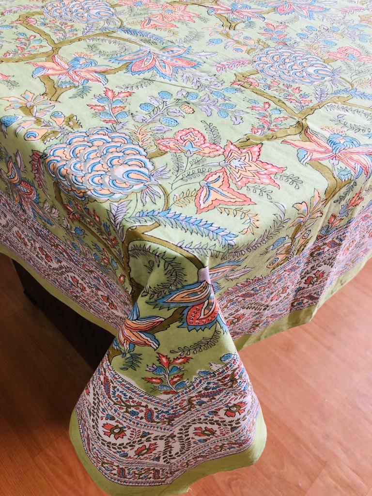 Hand Block Printed Cotton Table Cover ( Size 60 by 90 inches)