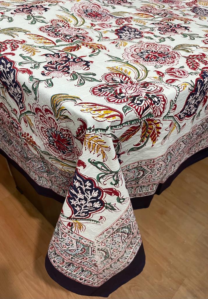 Hand Block Printed Cotton Table Cover ( Size 60 by 90 inches)
