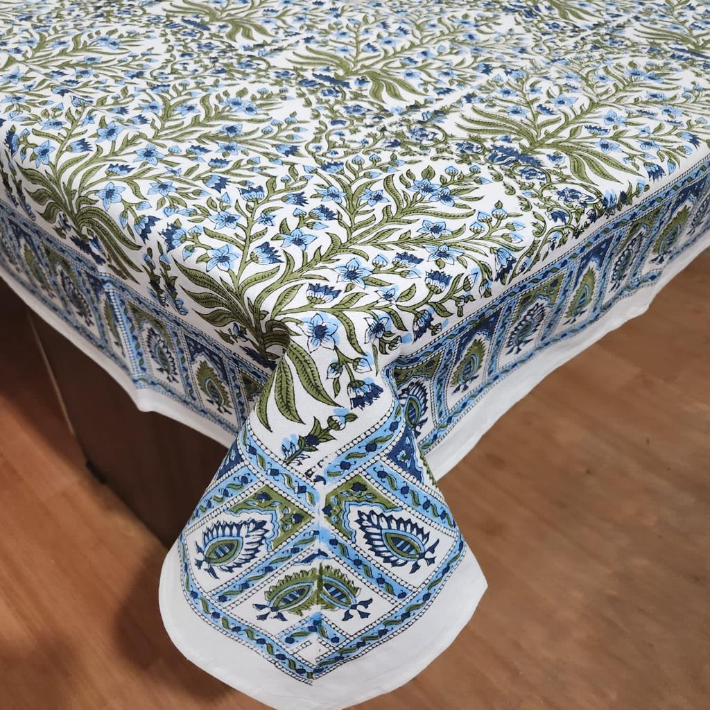 Hand Block Printed Cotton Table Cover ( Size 60 by 90 inches)