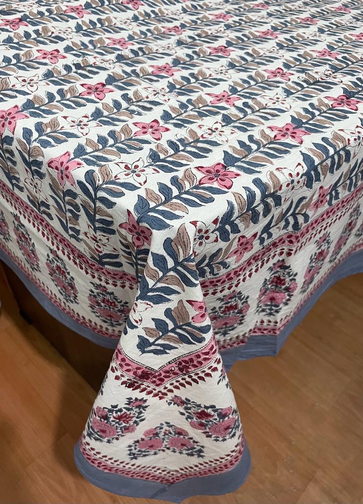 Hand Block Printed Cotton Table Cover ( Size 60 by 90 inches)