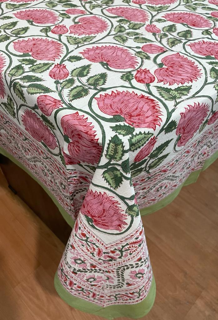 Hand Block Printed Cotton Table Cover ( Size 60 by 90 inches)