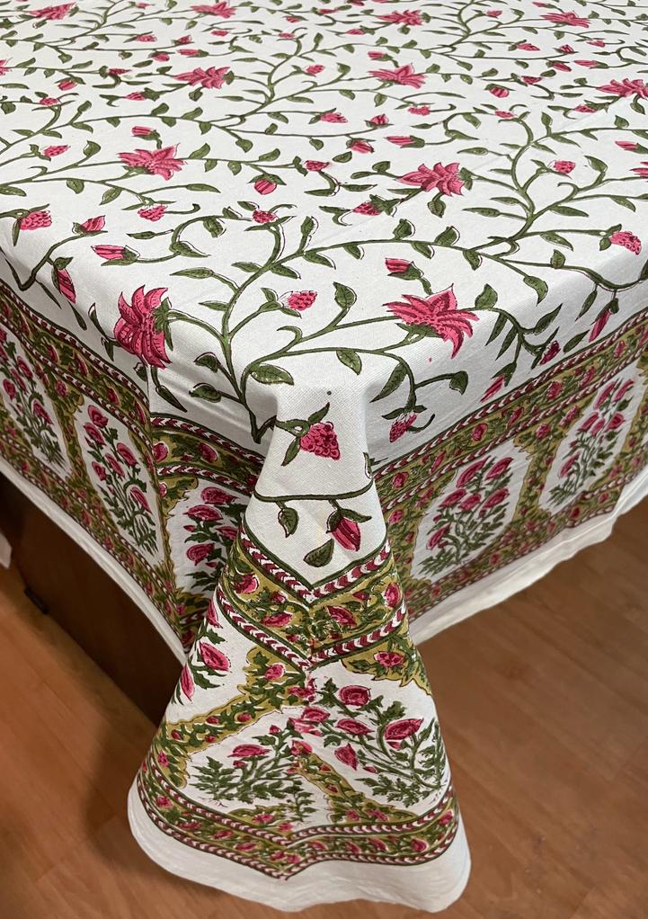 Hand Block Printed Cotton Table Cover ( Size 60 by 90 inches)