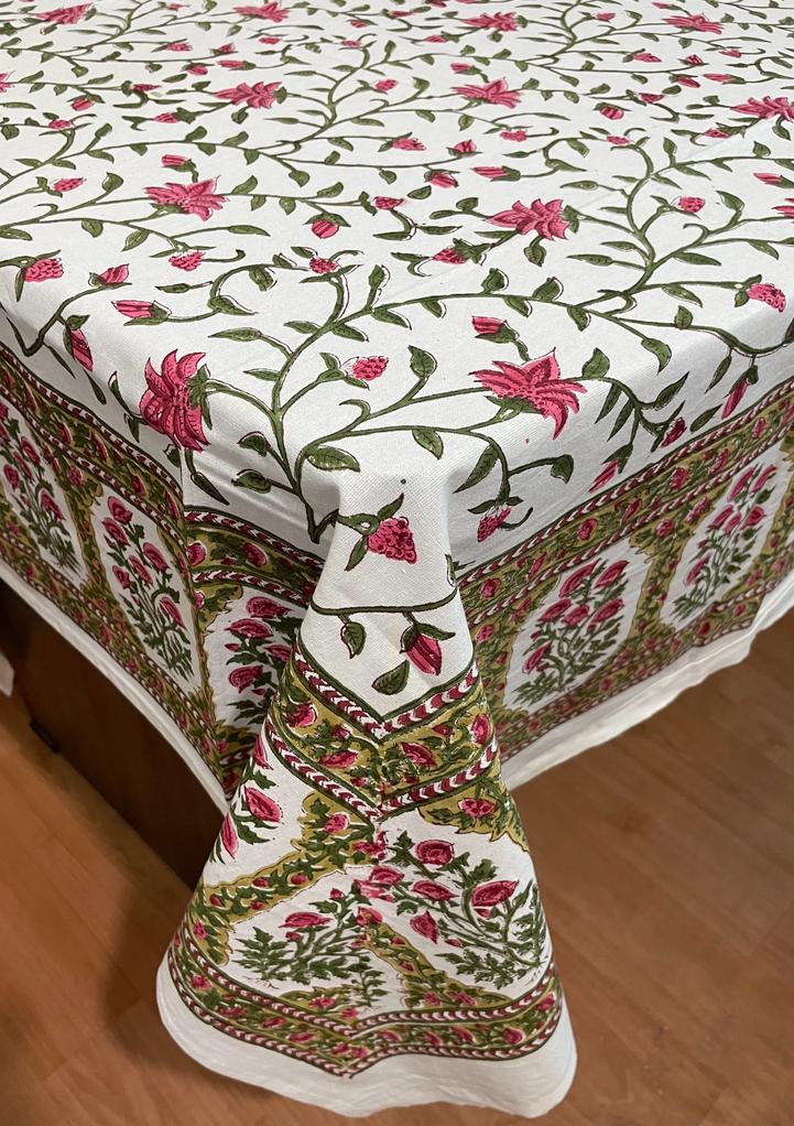 Hand Block Printed Cotton Table Cover  ( Size 60 by 90 inches)