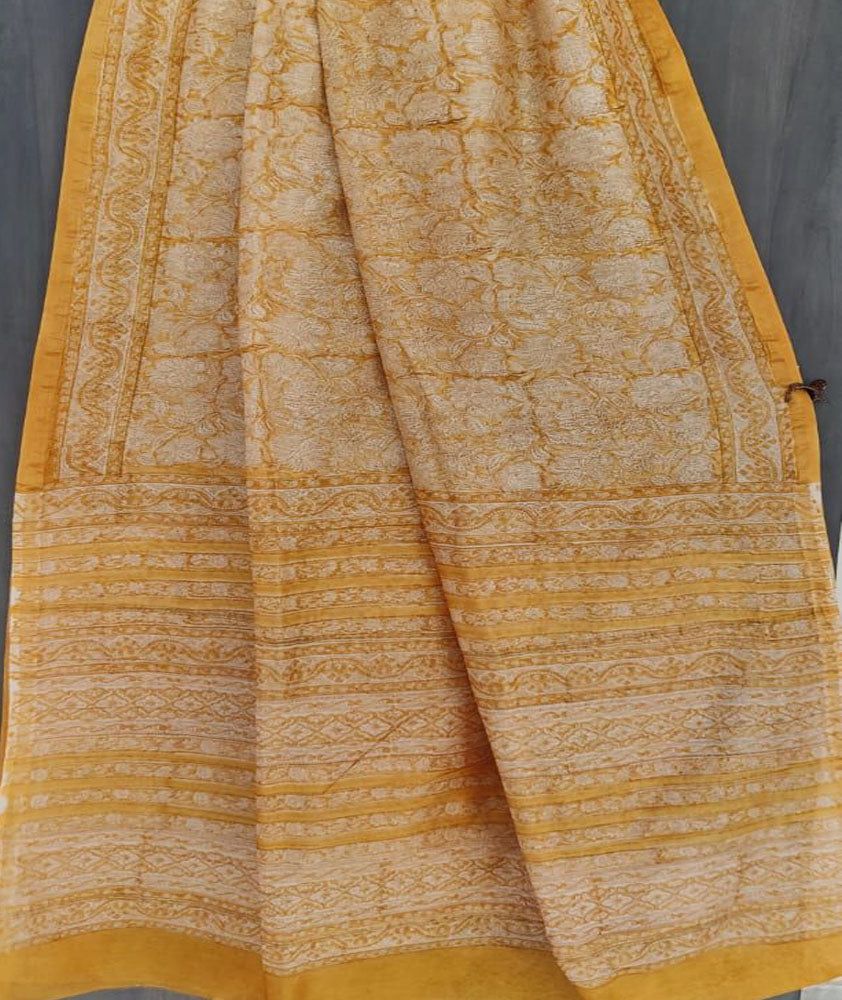 Beautiful Hand Block Printed Chanderi Silk Cotton Saree