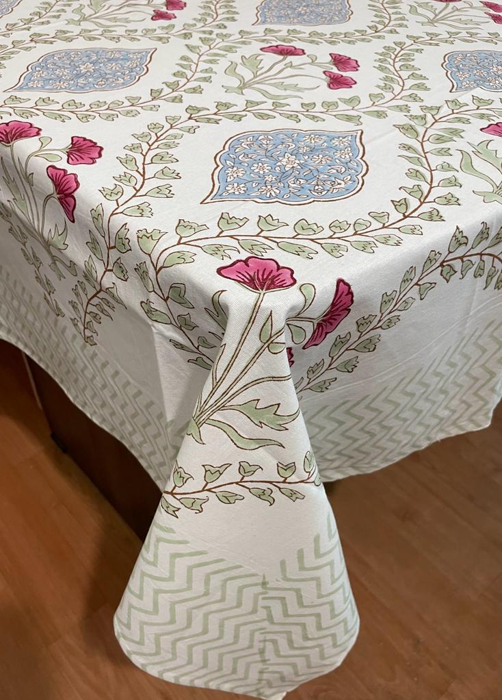 Hand Block Printed Cotton Table Cover ( Size 60 by 90 inches)