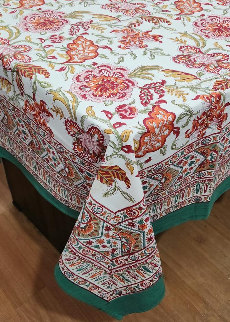 Hand Block Printed Cotton Table Cover  ( Size 60 by 90 inches)