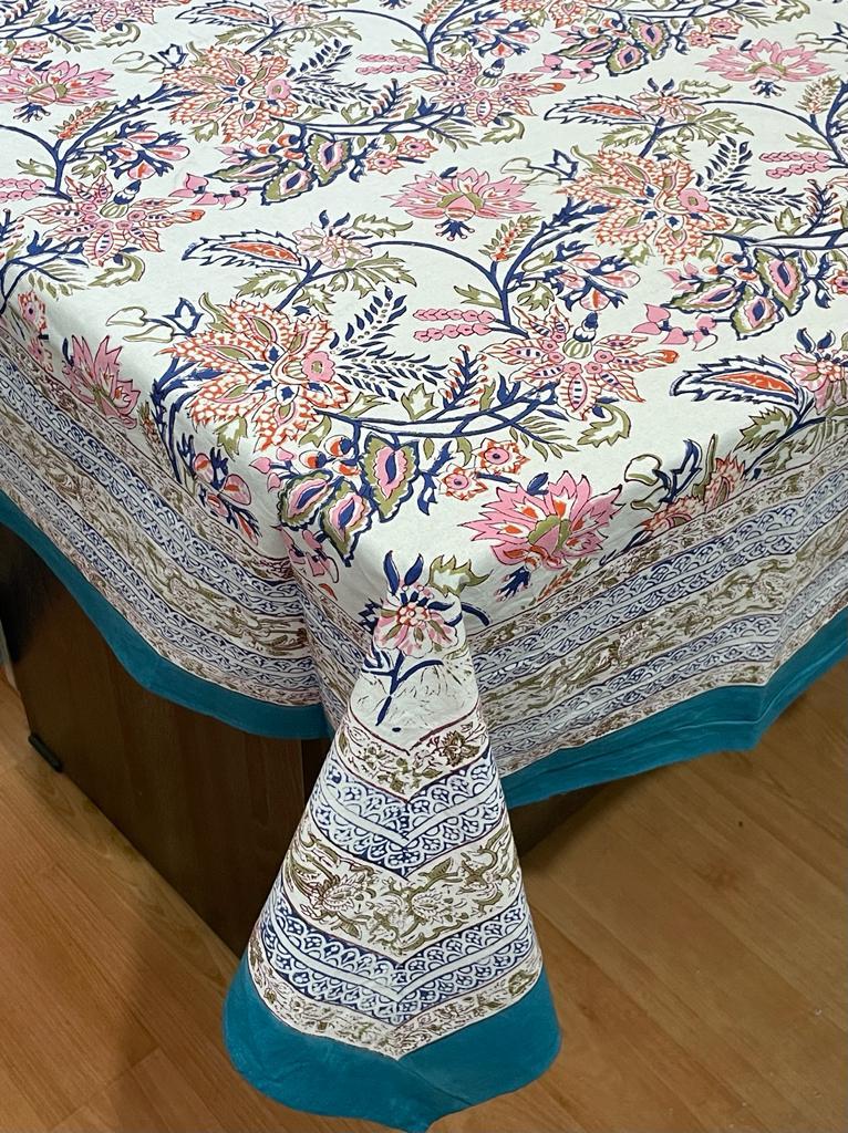 Hand Block Printed Cotton Table Cover ( Size 60 by 90 inches)