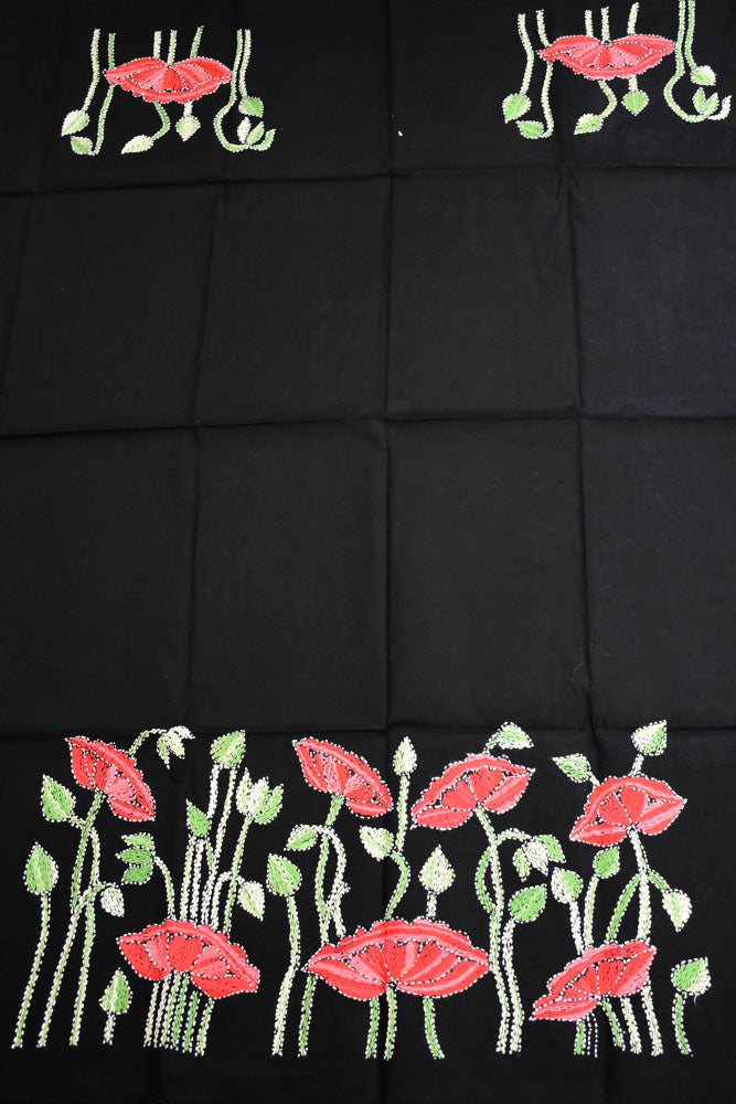 Cotton Blouse fabric with Hand Nakkshi Kantha work