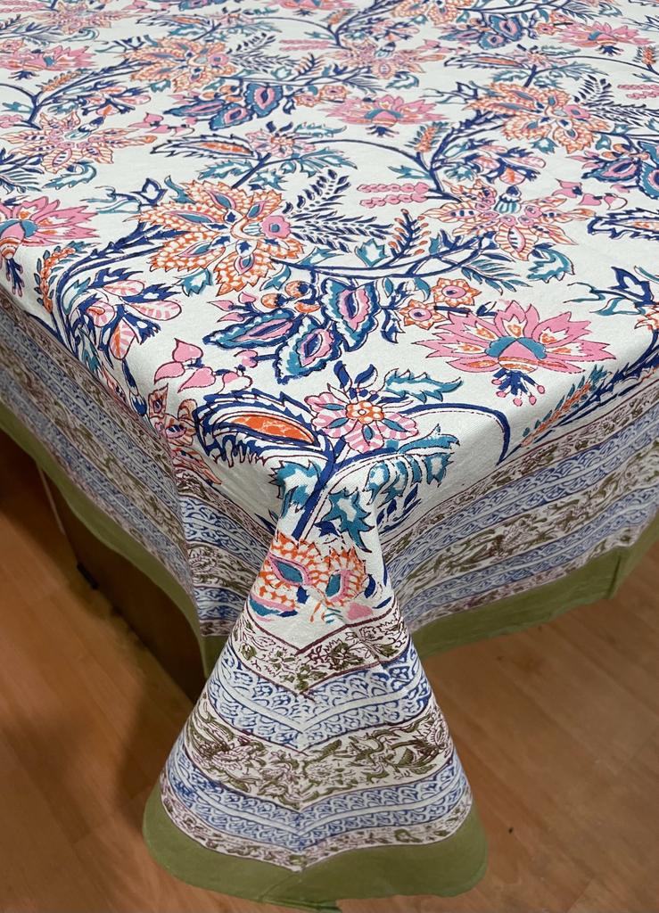 Hand Block Printed Cotton Table Cover ( Size 60 by 90 inches)