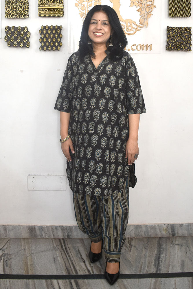 Elegant Hand Block Printed Cotton Set Kurta & Pant