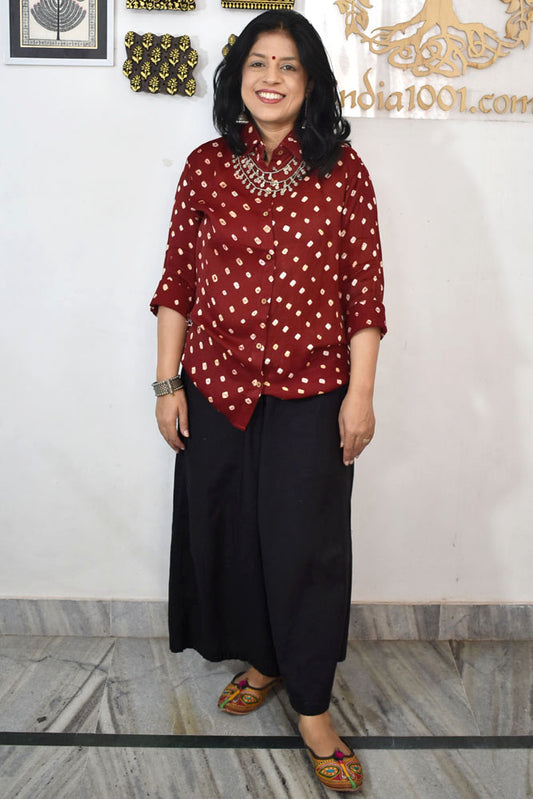 Beautiful Bandhani Modal Silk Shirt size - 38 - 46