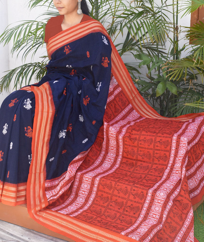 Elegant Handwoven Doll Bomkai cotton Saree