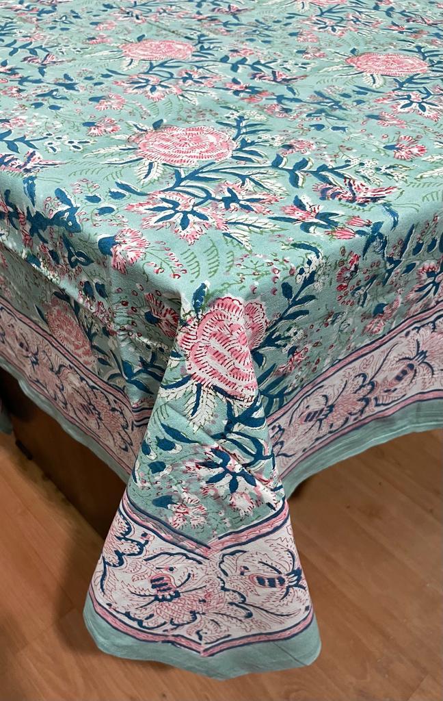 Hand Block Printed Cotton Table Cover ( Size 60 by 90 inches)