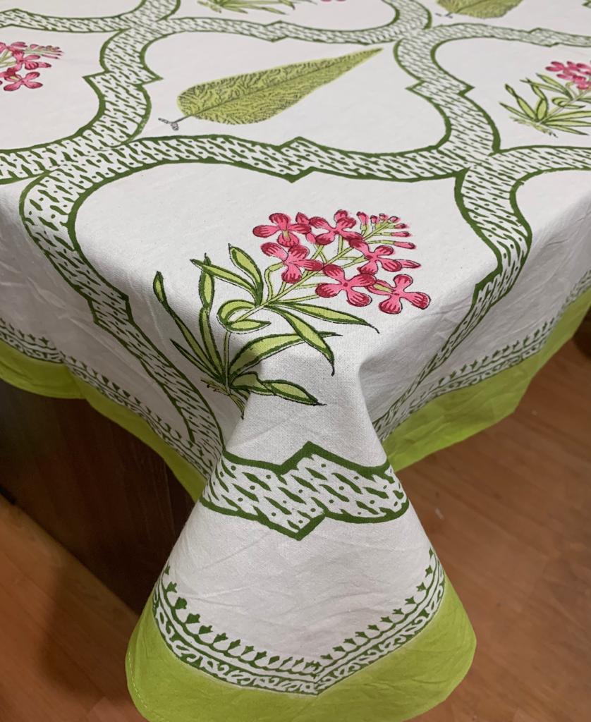 Hand Block Printed Cotton Table Cover ( Size 60 by 90 inches)