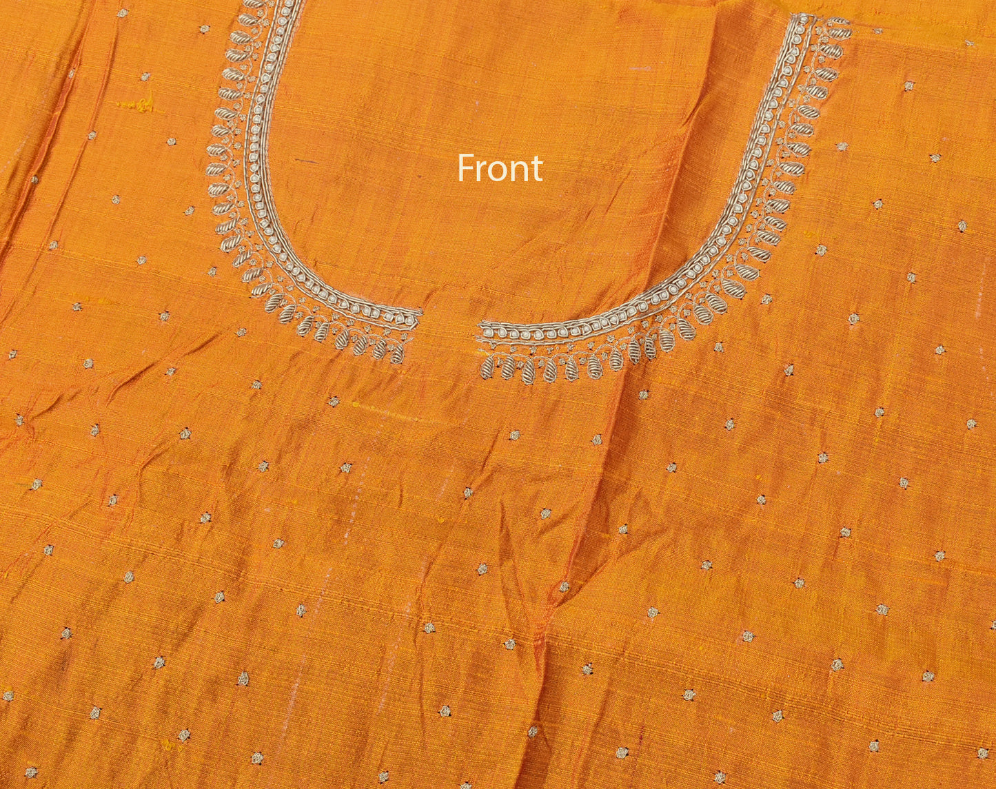 Intricate & Detailed Hand Zardozi, Dabka, Aari , Pearl & Sequin work Blouse Fabric on Pure Raw Silk Fabric