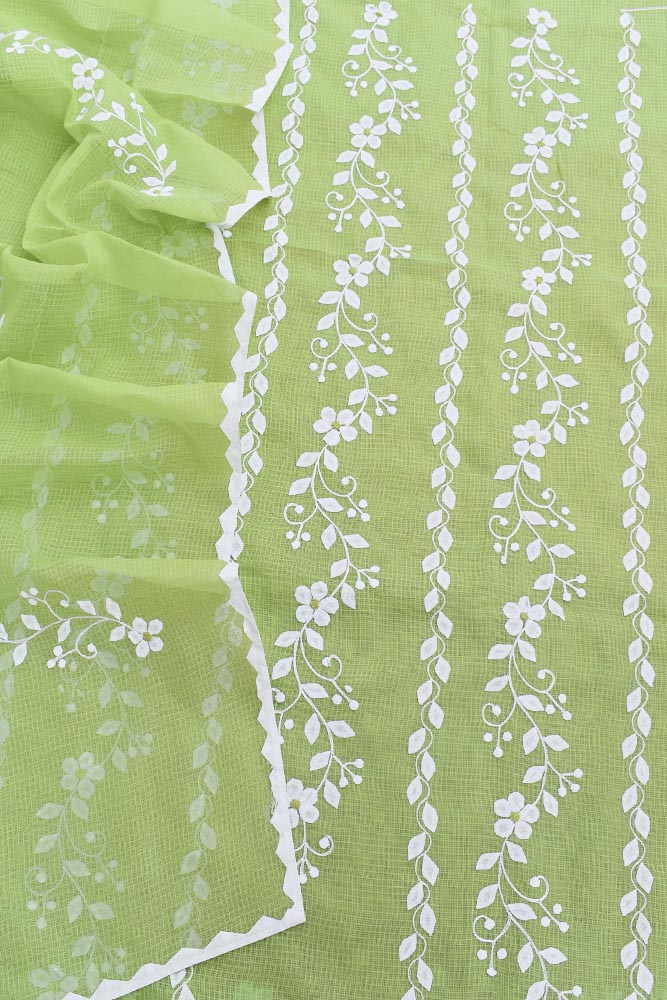 Elegant Kota Unstitched Kurta & Dupatta set with Intricate Hand done Phool patti work