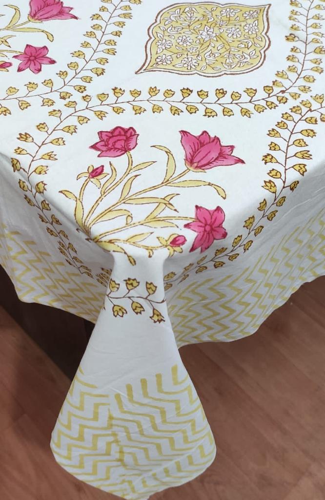 Hand Block Printed Cotton Table Cover ( Size 60 by 90 inches)