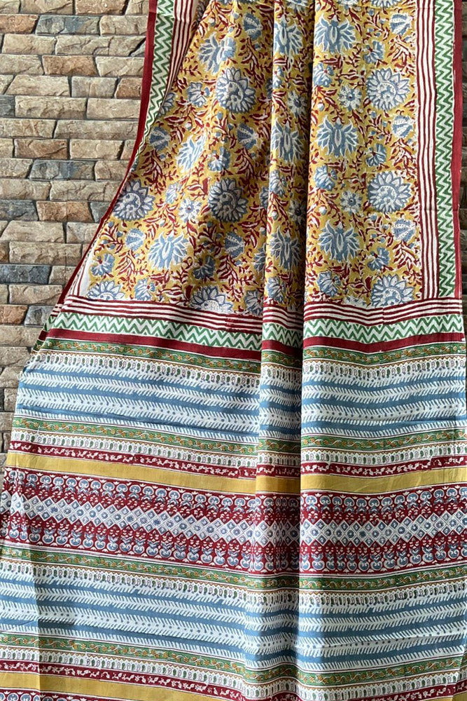 Beautiful Sanganer Hand Block Print Cotton Saree