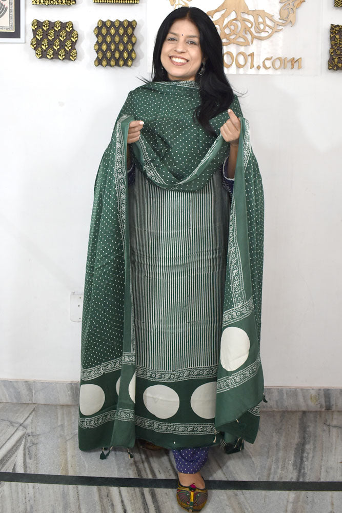 Beautiful Hand Block Printed Modal Silk 3 piece set
