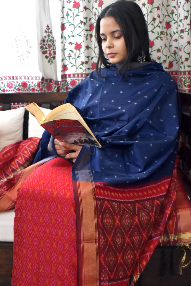 Handwoven Ikkat Silk Cotton Kurta fabric & dupatta Set