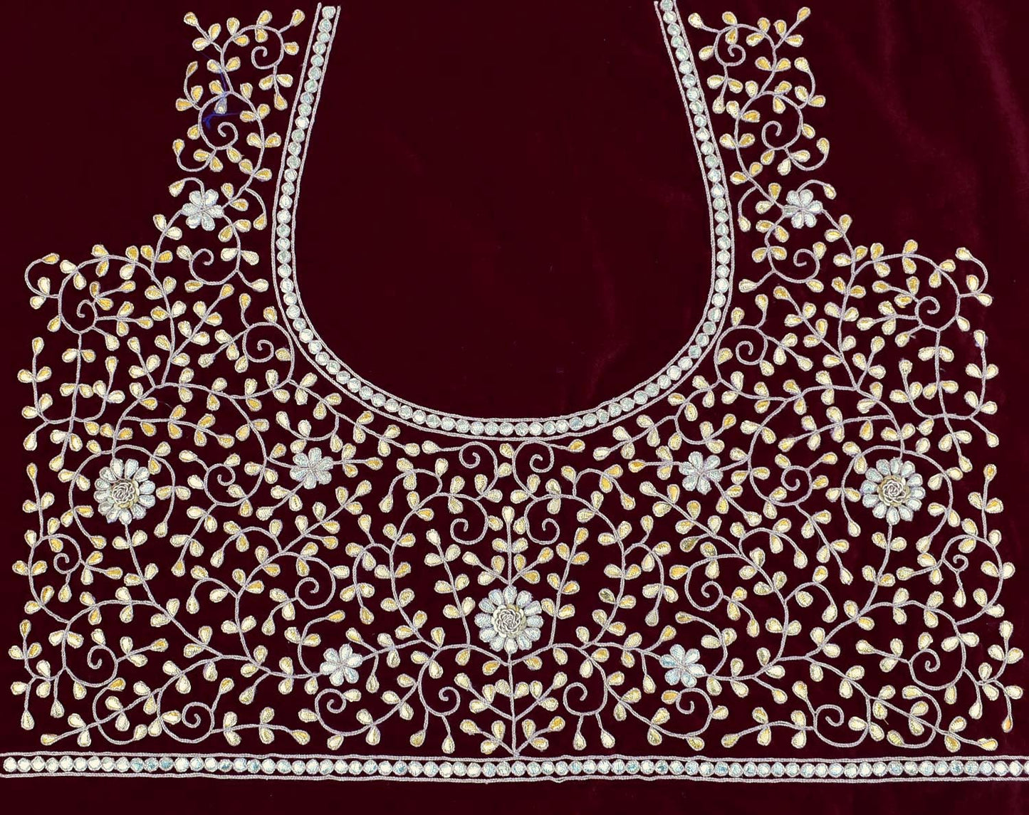 Velvet Fabric with Hand Gota pattiwork , Pearl, Zardozi  Embroidery