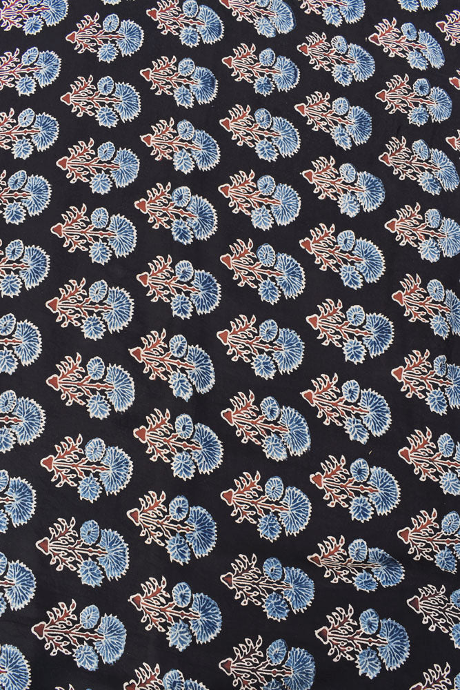Beautiful Modal Silk Ajrakh Hand Block Print Fabric - 2.5 mtrs cut