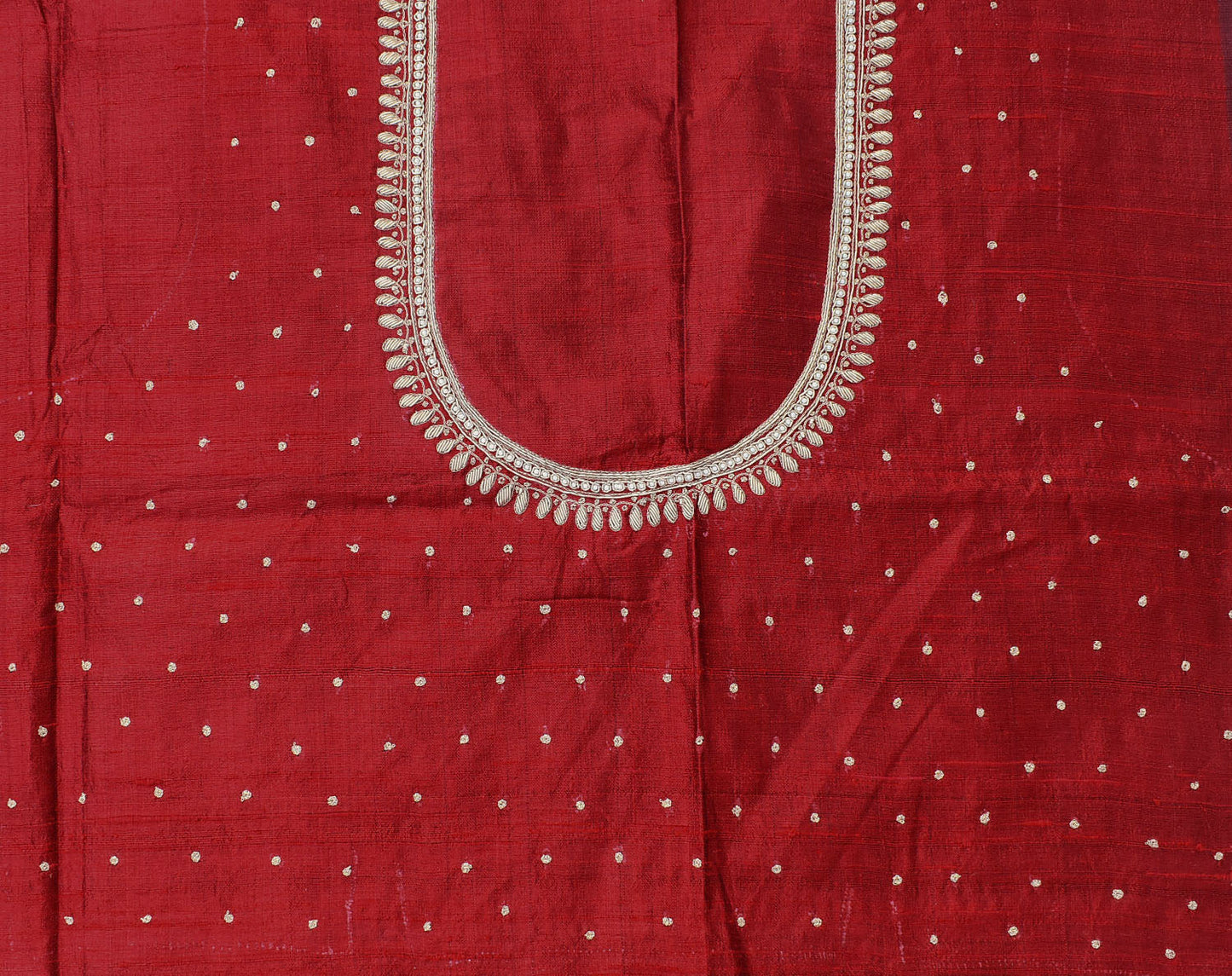 Intricate & Detailed Hand Zardozi, Dabka, Aari , Pearl & Sequin work Blouse Fabric on Pure Raw Silk Fabric