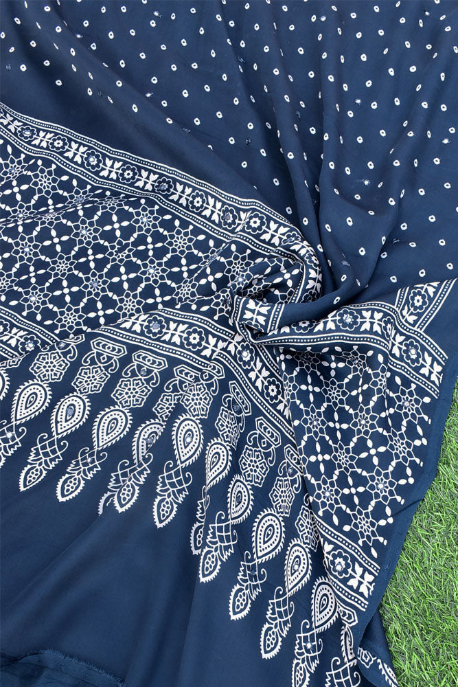 Elegant Modal Silk Dupatta with Bandhani Print & Foil Mirror Work