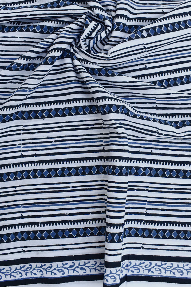 Beautiful Hand Block Printed Running Cotton Fabric ( 2.5 mtrs cut)