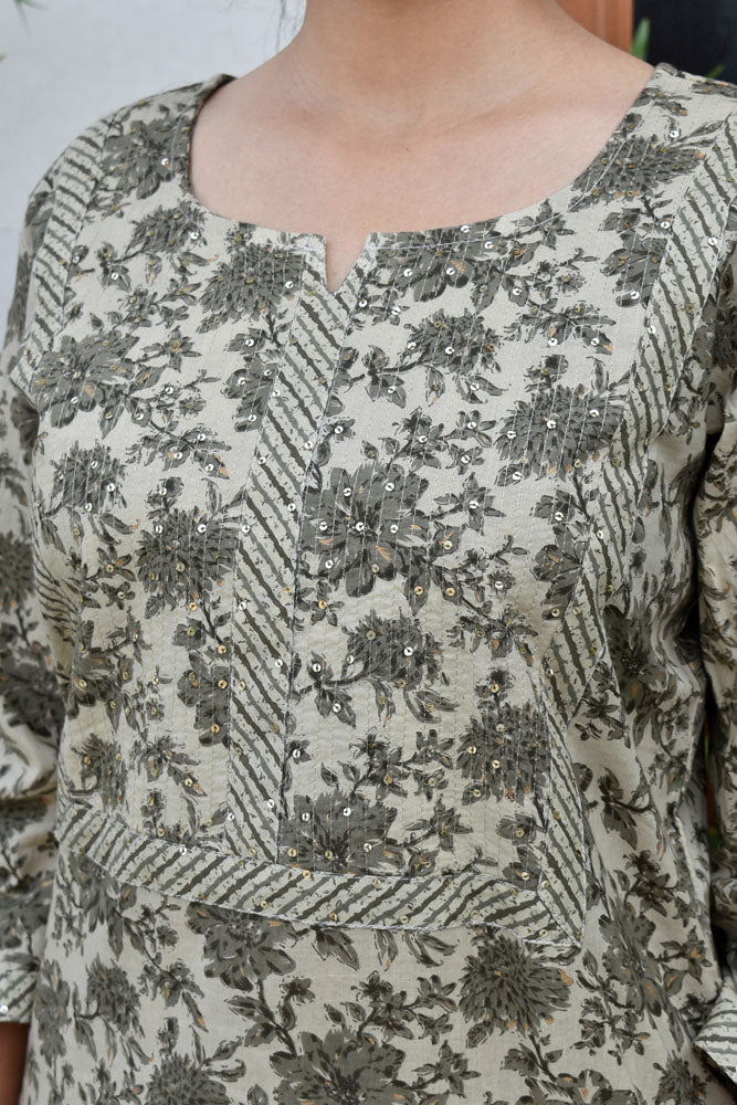 Beautiful Cotton Kurta with Sequins Work size - 38,40,42,44