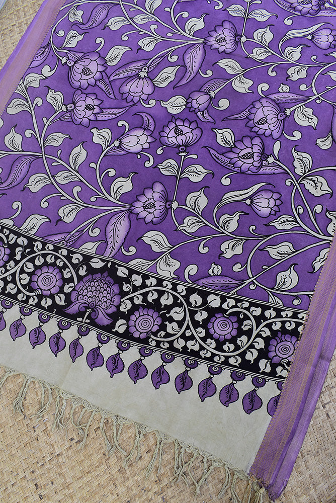 Beautiful Mangalgiri Cotton Pen Kalamkari Dupatta