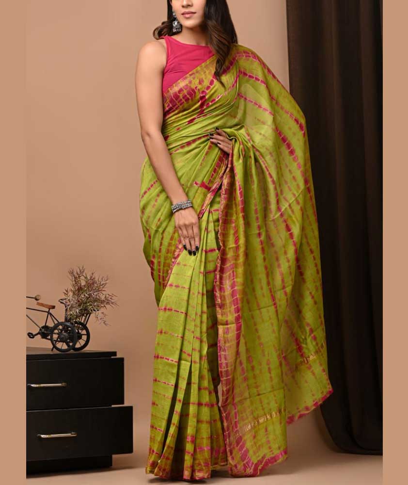 Beautiful Shibori Chanderi Silk Cotton Saree