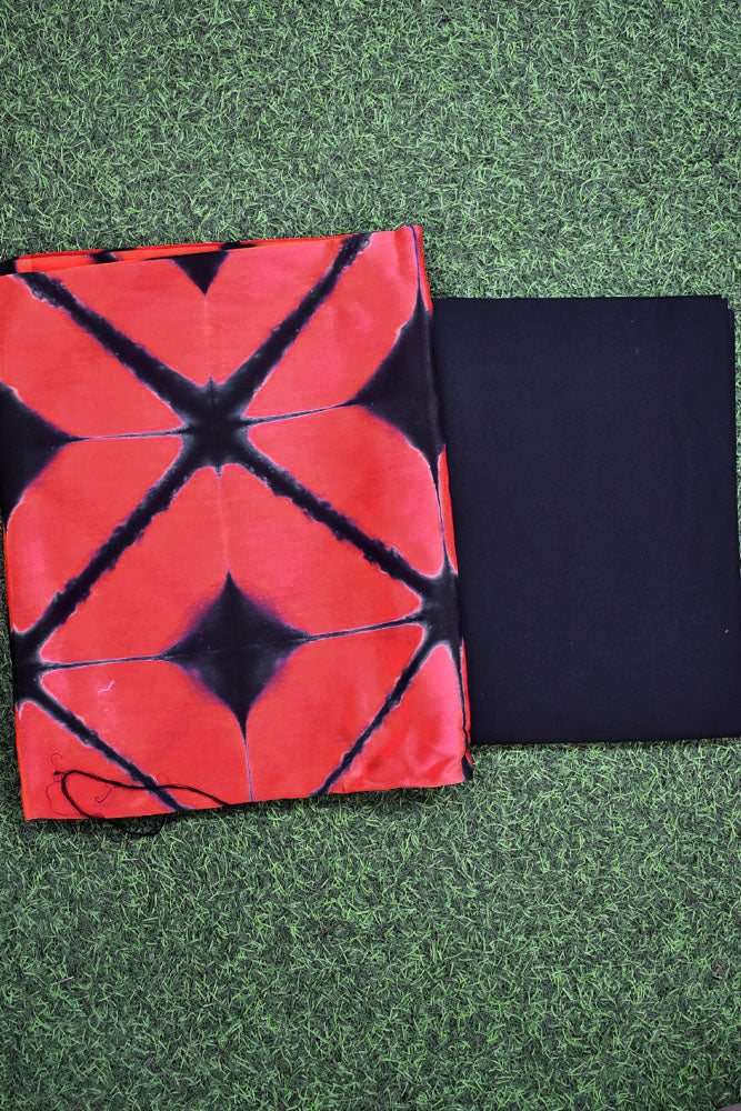 Stunning Hand Crafted Clamp Dyed Chanderi Kurta & cotton pant Unstitched sets