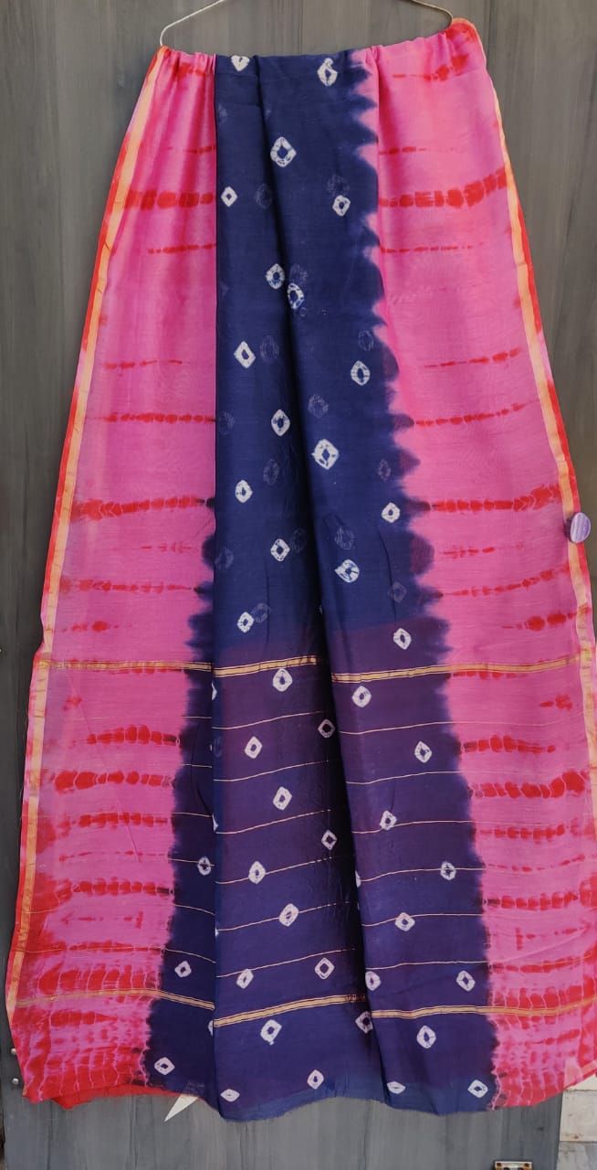 Beautiful Shibori Chanderi Silk Cotton Saree