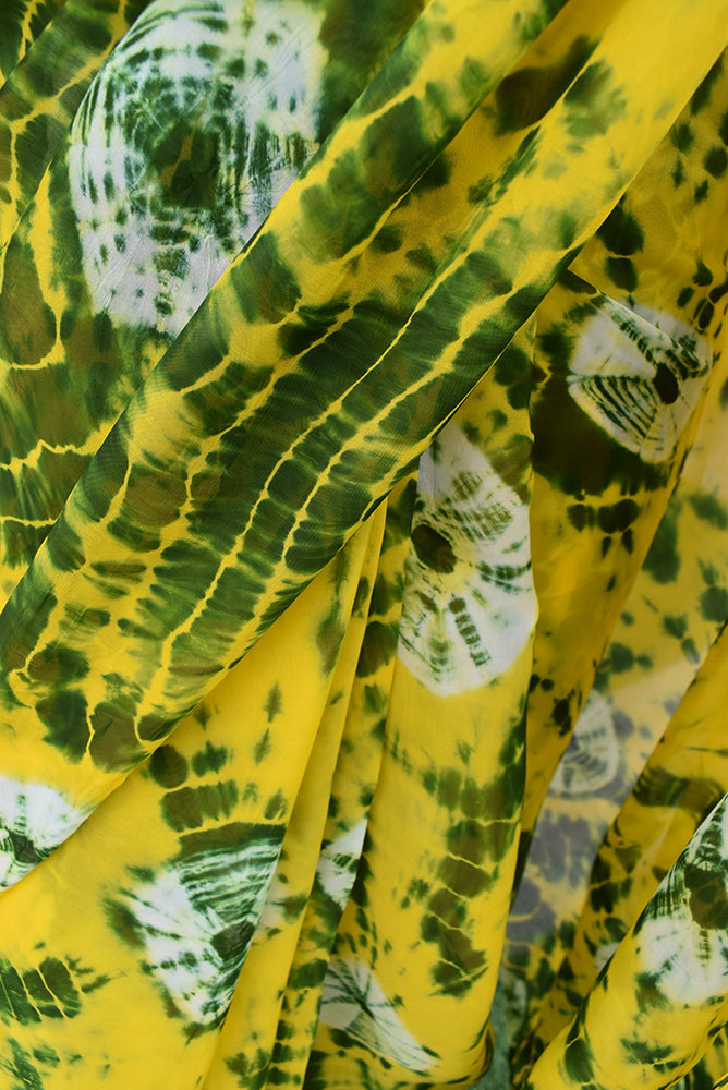 Semi Organza Saree with Hand Tie Dye work