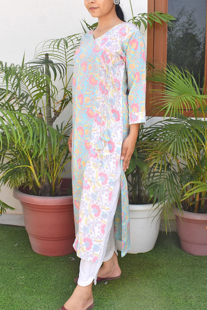 Beautiful Cotton Kurta with Tagai & Aari work & Embroidered Sequins Size - 38, 40, 42, 44