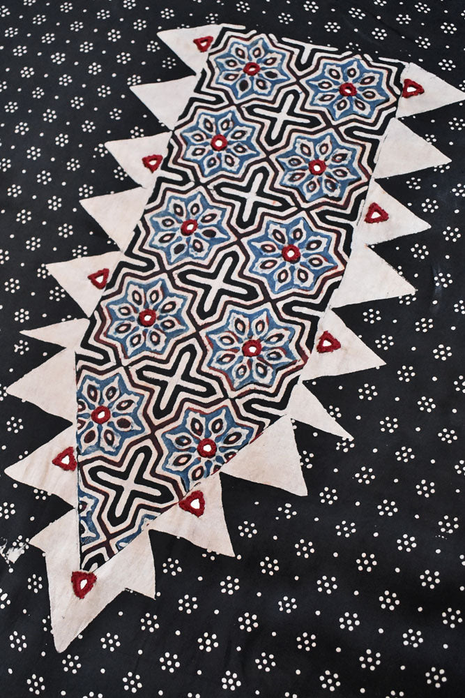 Designer Ajrakh Modal Silk kurta with  panel design & Mirror work & modal silk dupatta - 2 piece set