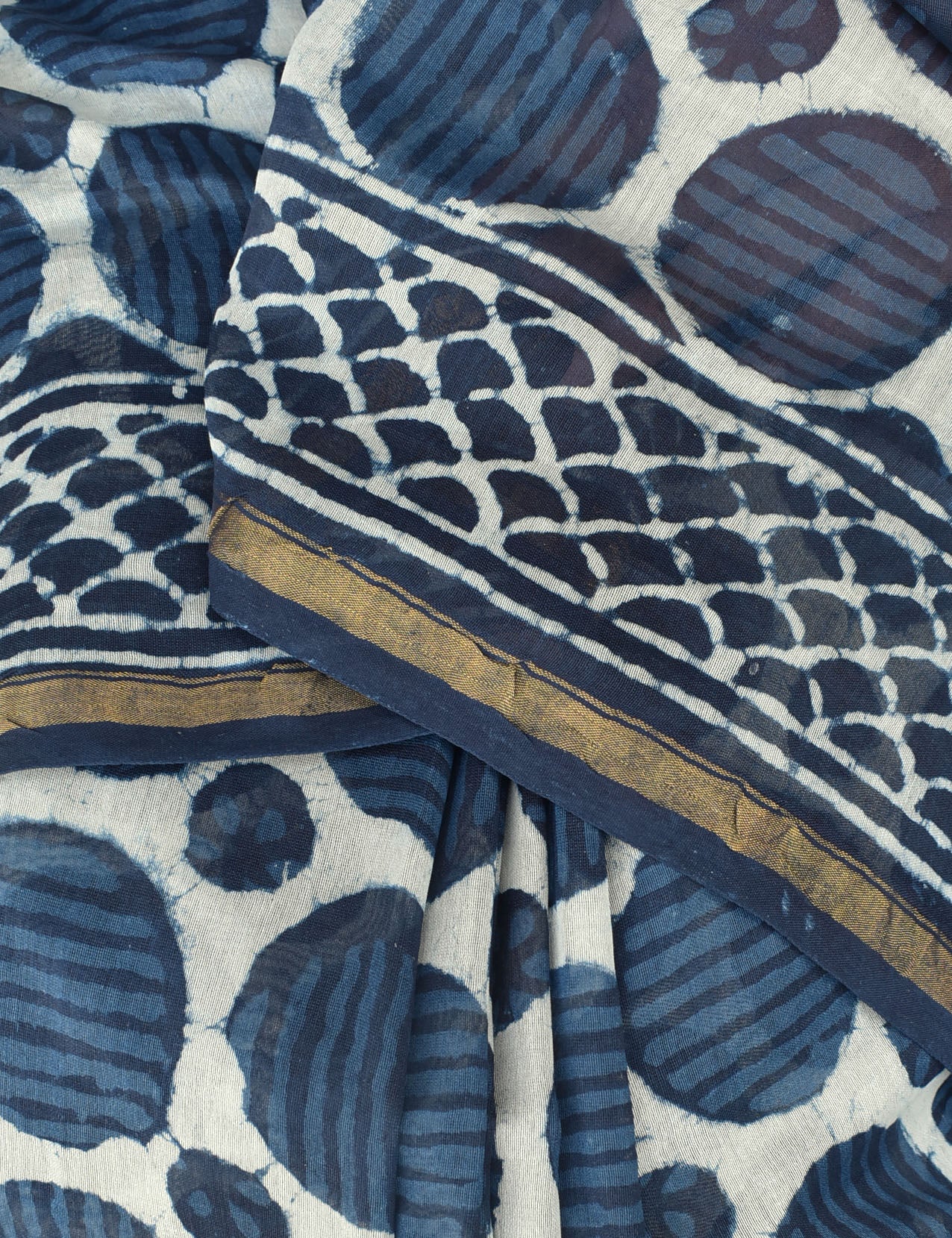 Indigo Diaries : Elegant Hand Block Printed Dabu Indigo Chanderi Saree