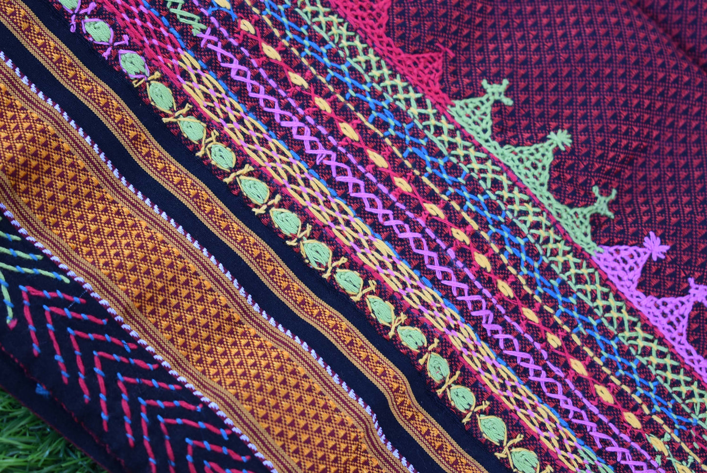 Khunn Blouse fabric with Hand Lambani Embroidery
