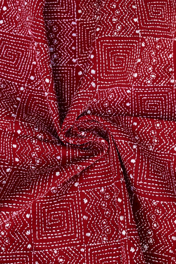 Cotton Blouse fabric with Hand Kantha work