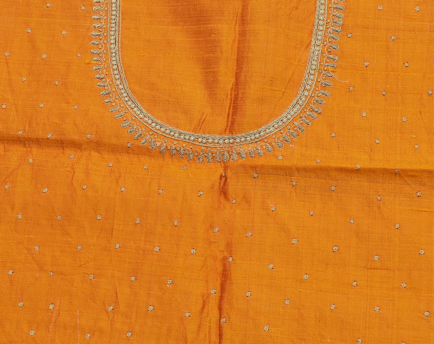 Intricate & Detailed Hand Zardozi, Dabka, Aari , Pearl & Sequin work Blouse Fabric on Pure Raw Silk Fabric