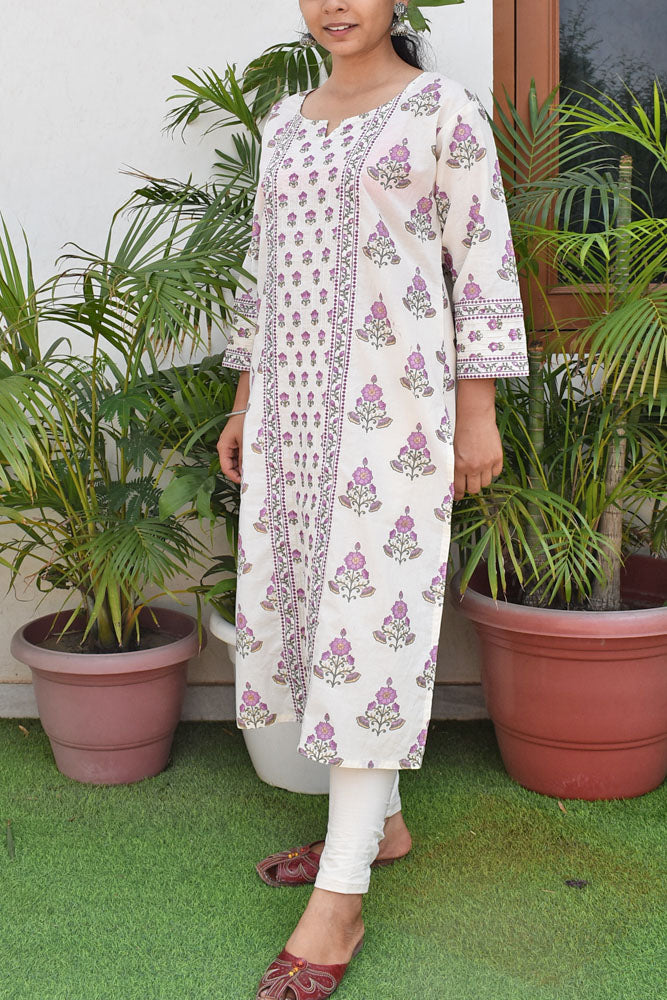 Beautiful Cotton Kurta with Tagai & Aari work & Embroidered Sequins Size - 42, 44