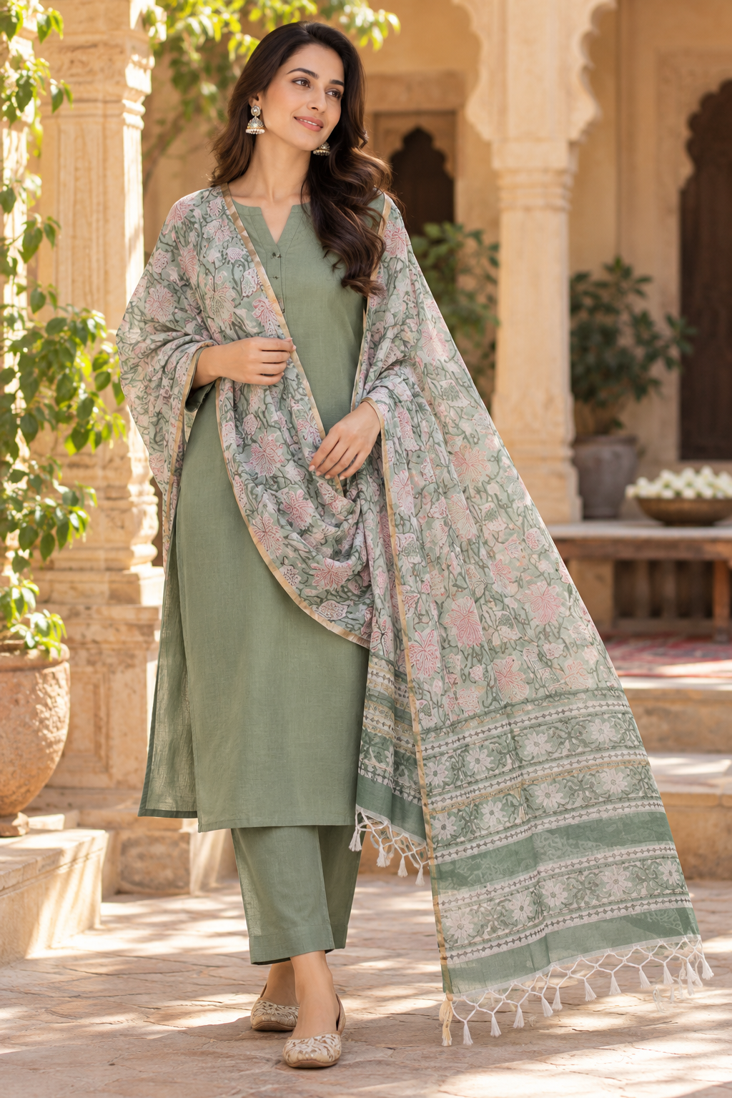 Hand Block Printed Kota Doria Cotton Dupatta