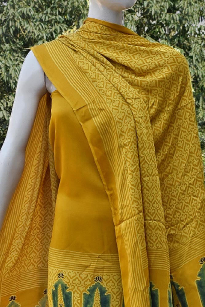 Elegant Ajrakh Modal Kurta and Dupatta Set with placement design & tassels