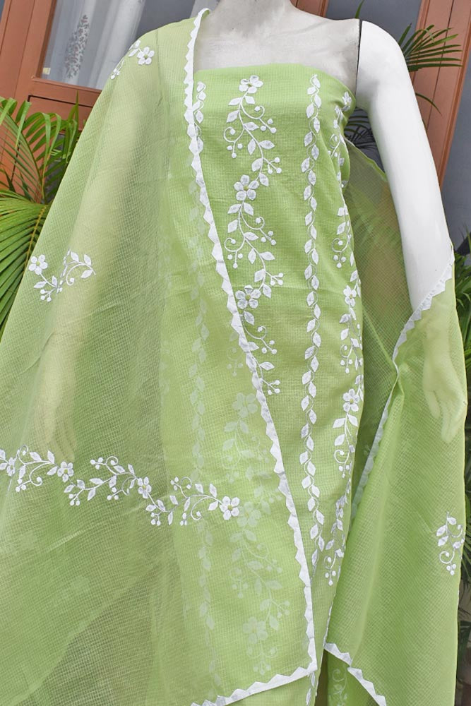 Elegant Kota Unstitched Kurta & Dupatta set with Intricate Hand done Phool patti work